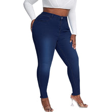 Carregar imagem no visualizador da galeria, Calça Jeans lápis de cintura alta e elástica, tamanho XL-4XL