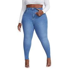 Carregar imagem no visualizador da galeria, Calça Jeans lápis de cintura alta e elástica, tamanho XL-4XL