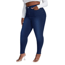 Carregar imagem no visualizador da galeria, Calça Jeans lápis de cintura alta e elástica, tamanho XL-4XL