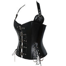 Load image into Gallery viewer, Steel Boned Faux Leather Overbust Bustier/Corset With Buckles