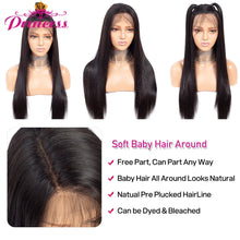 Carregar imagem no visualizador da galeria, Peruca de Cabelo Humano Lace Front Remy Brasileiro Pré Arrancada 4x4/13x4/13x6 Fecho 20" - 34" Liso Frontal de Renda 180% - 220% Densidade