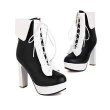 Carregar imagem no visualizador da galeria, Botas de Ankle de Laço em Plataforma com Laço Doce Lolita, Cor Mista, Bico Redondo, Salto Alto de Princesa, Várias Cores