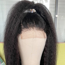 Carregar imagem no visualizador da galeria, Peruca de Fechamento de Renda T-Part 4x4/13x1 com Linha de Cabelo Pré-Arrancada Kinky Straight Malaia 100% Cabelo Humano 180% Densidade