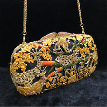 Carregar imagem no visualizador da galeria, Imitação de Animal Colorida Luxuosa Bolsa de Mão com Cristais Diamante Octogonal para a Noite, Bolsa de Ombro com Corrente, Disponível em 4 Cores Diferentes