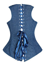 Carregar imagem no visualizador da galeria, Cowboy Azul Colete Corselet Cintura Cinturão Corselet Top Bustier