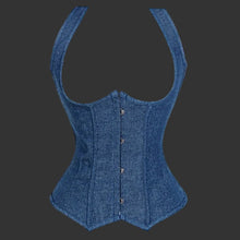 Carregar imagem no visualizador da galeria, Cowboy Azul Colete Corselet Cintura Cinturão Corselet Top Bustier