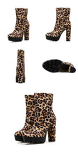 Carregar imagem no visualizador da galeria, Botas de Plataforma Grossa de Salto Alto com Estampa de Leopardo/Preto para Outono/Inverno