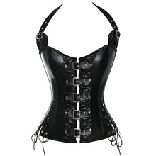 Load image into Gallery viewer, Steel Boned Faux Leather Overbust Bustier/Corset With Buckles