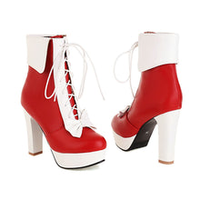 Carregar imagem no visualizador da galeria, Botas de Ankle de Laço em Plataforma com Laço Doce Lolita, Cor Mista, Bico Redondo, Salto Alto de Princesa, Várias Cores