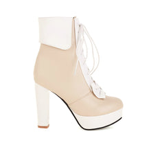 Carregar imagem no visualizador da galeria, Botas de Ankle de Laço em Plataforma com Laço Doce Lolita, Cor Mista, Bico Redondo, Salto Alto de Princesa, Várias Cores