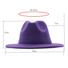 Carregar imagem no visualizador da galeria, Chapéu Fedora Unissexo de Lã Feltro de Duas Cores com Aba Larga