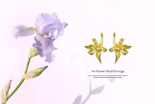 Carregar imagem no visualizador da galeria, Brincos de Ponto de Flor de Íris em Prata Esterlina 925 Real com Ouro 18K Elegantes, Feitos à Mão, Designer de Joias Finas