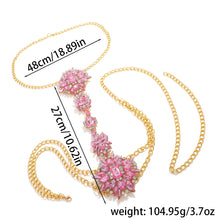 Cargar imagen en el visor de la galería, Collar de moda con flor de cristal de piedra preciosa de lujo exquisito, cadena para vientre/cuerpo, disponible en 7 colores