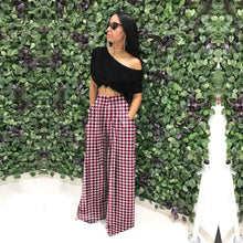 Carregar imagem no visualizador da galeria, Calças Palazzo Largas de Cintura Alta com Pregas e Bolsos