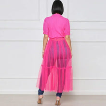 Carica l'immagine nel visualizzatore di Gallery, Abito Camicia a Maglia con Tasche, Maniche Corte, Vita Alta, Monopetto, 3 Colori Disponibili