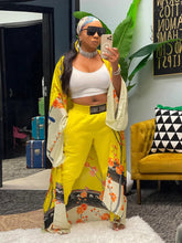 Carregar imagem no visualizador da galeria, Casaco Kimono Vintage de Cetim com Estampa Boémia, Mangas Compridas Largas, Capa Leve, Robe, Cardigã, Kaftan, Vestido Envelope, Túnica - 16 Variações