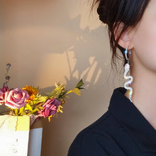 Carregar imagem no visualizador da galeria, Brincos Longos com Pendente de Tassel Leve em Forma de Cobra com Strass Diamante