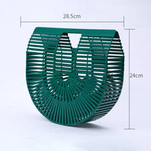 Lade das Bild in den Galerie-Viewer, Elegante hochwertige halbkreisförmige Bambusgeflecht-Shopper-Handtasche
