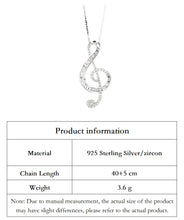 Carregar imagem no visualizador da galeria, Colar de Prata Esterlina S925 com Pendente Quadrado CZ Encantador de Clave de Sol