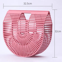 Lade das Bild in den Galerie-Viewer, Elegante hochwertige halbkreisförmige Bambusgeflecht-Shopper-Handtasche