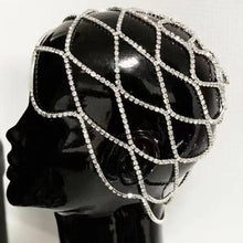Carregar imagem no visualizador da galeria, Tiaras de Malha com Múltiplas Camadas de Strass/Diamante Completo Corrente para a Cabeça Acessório de Cabelo Oco Peça de Cabeça Chapéu Joalharia 2 Designs Diferentes/2 Cores Diferentes Disponíveis