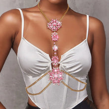 Cargar imagen en el visor de la galería, Collar de moda con flor de cristal de piedra preciosa de lujo exquisito, cadena para vientre/cuerpo, disponible en 7 colores