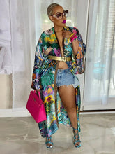 Carregar imagem no visualizador da galeria, Casaco Kimono Vintage de Cetim com Estampa Boémia, Mangas Compridas Largas, Capa Leve, Robe, Cardigã, Kaftan, Vestido Envelope, Túnica - 16 Variações