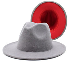 Carregar imagem no visualizador da galeria, Chapéu Fedora Unissexo de Lã Feltro de Duas Cores com Aba Larga