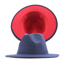 Carregar imagem no visualizador da galeria, Chapéu Fedora Unissexo de Lã Feltro de Duas Cores com Aba Larga