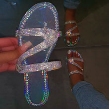 Carregar imagem no visualizador da galeria, Chinelos de dedo planos macios Bling Soft Jelly com 4 cores diferentes disponíveis