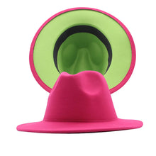 Carregar imagem no visualizador da galeria, Chapéu Fedora Unissexo de Lã Feltro de Duas Cores com Aba Larga