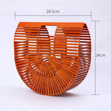 Lade das Bild in den Galerie-Viewer, Elegante hochwertige halbkreisförmige Bambusgeflecht-Shopper-Handtasche