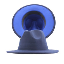 Carregar imagem no visualizador da galeria, Chapéu Fedora Unissexo de Lã Feltro de Duas Cores com Aba Larga