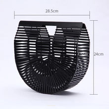 Lade das Bild in den Galerie-Viewer, Elegante hochwertige halbkreisförmige Bambusgeflecht-Shopper-Handtasche