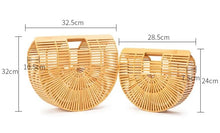 Lade das Bild in den Galerie-Viewer, Elegante hochwertige halbkreisförmige Bambusgeflecht-Shopper-Handtasche