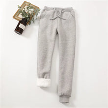 Lade das Bild in den Galerie-Viewer, Elastische, hoch taillierte, dicke, warme, flauschige Harem-Sweatpants