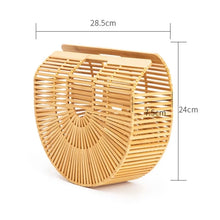 Lade das Bild in den Galerie-Viewer, Elegante hochwertige halbkreisförmige Bambusgeflecht-Shopper-Handtasche