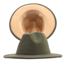 Carregar imagem no visualizador da galeria, Chapéu Fedora Unissexo de Lã Feltro de Duas Cores com Aba Larga