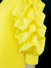 Lade das Bild in den Galerie-Viewer, Hoher Kragen, Dreiviertel-Puffärmel, Reißverschluss, lockeres Mini-Shift-Tunika-Kleid, 3 Farben verfügbar