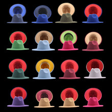 Carregar imagem no visualizador da galeria, Chapéu Fedora Unissexo de Lã Feltro de Duas Cores com Aba Larga