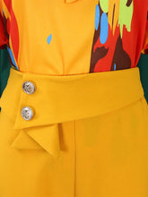 Carica l'immagine nel visualizzatore di Gallery, Blusa a maniche 1/2 con collo alto e pantaloni larghi a due pezzi