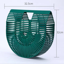 Lade das Bild in den Galerie-Viewer, Elegante hochwertige halbkreisförmige Bambusgeflecht-Shopper-Handtasche