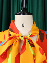 Carica l'immagine nel visualizzatore di Gallery, Blusa a maniche 1/2 con collo alto e pantaloni larghi a due pezzi