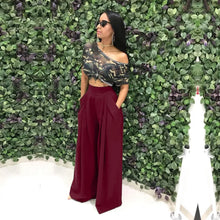 Carregar imagem no visualizador da galeria, Calças Palazzo Largas de Cintura Alta com Pregas e Bolsos