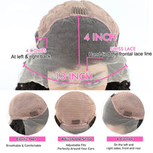 Carregar imagem no visualizador da galeria, Peruca de Ondas Corporais de Cabelo Humano Mongol 250% Densidade 13x4 Renda Frontal HD Transparente