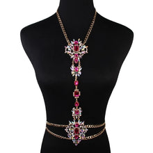 Cargar imagen en el visor de la galería, Collar de moda con flor de cristal de piedra preciosa de lujo exquisito, cadena para vientre/cuerpo, disponible en 7 colores