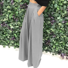 Carregar imagem no visualizador da galeria, Calças Palazzo Largas de Cintura Alta com Pregas e Bolsos