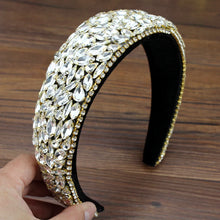 Carregar imagem no visualizador da galeria, Deslumbrante Faixa de Cabelo Almofadada de Cristal/Diamante/Rhinestone Barroca Feita à Mão de Luxo