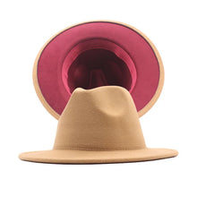 Carregar imagem no visualizador da galeria, Chapéu Fedora Unissexo de Lã Feltro de Duas Cores com Aba Larga