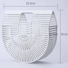 Lade das Bild in den Galerie-Viewer, Elegante hochwertige halbkreisförmige Bambusgeflecht-Shopper-Handtasche